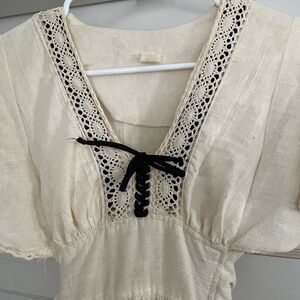 Cottagecore Dress with  Crocheted-Lace Trim